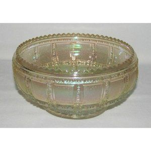 Imperial Glass BEADED BLOCK Iridescent Large Curved Lily Bowl